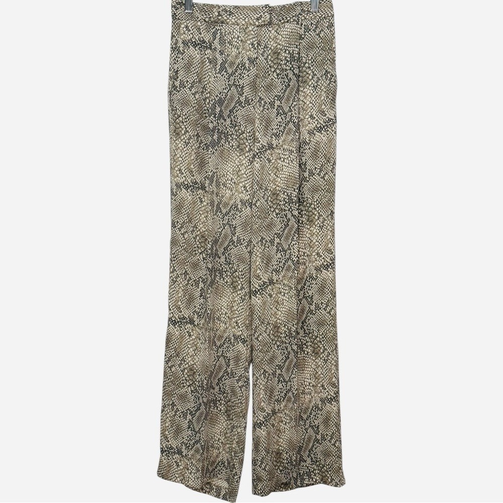 Aritzia Babaton Sadiki Snake Print High Rise Pants Wide Leg Python Trousers Sz 8
